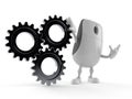 Computer mouse character with gear wheels Royalty Free Stock Photo