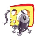 Computer mouse cheese cartoon figure Royalty Free Stock Photo