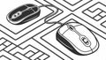 Computer mouse and circuit, technology and digital interface vector design Generative AI Royalty Free Stock Photo
