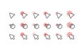 Computer mouse click cursor arrow icons set. Pointer icon. Cursor badge. Mouse click cursor collection. Vector on isolated white Royalty Free Stock Photo
