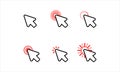 Computer mouse click cursor arrow icons set. Target clicks, arrow icons. Pointer icon. Cursor badge. Mouse click cursor collection Royalty Free Stock Photo