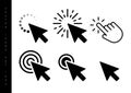 Computer mouse click cursor black arrow icons set. Vector illustration Royalty Free Stock Photo