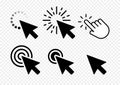 Computer mouse click cursor black arrow icons set. Vector illustration Royalty Free Stock Photo