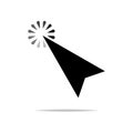 Computer mouse click cursor gray arrow icon. On a white background with a reflection of the shadow. Vector illustration Royalty Free Stock Photo