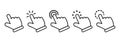 Computer mouse click cursor gray arrow icons set. Clicking cursor, pointing hand clicks and waiting loading icons.Hand Royalty Free Stock Photo