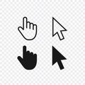 Computer mouse click cursor gray arrow icons set and loading icons. Cursor icon. Vector illustration. Royalty Free Stock Photo