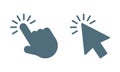 Cursor icon. Computer mouse click cursor gray arrow icons set and loading icons. Vector illustration. Royalty Free Stock Photo