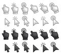 Computer mouse click cursor gray arrow icons set and loading icons. Cursor icon. Vector illustration. Mouse click cursor Royalty Free Stock Photo