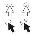 Computer mouse click cursor gray arrow icons set. Vector illustration Royalty Free Stock Photo