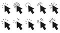 Computer mouse click cursor gray arrow icons set. Vector illustration Royalty Free Stock Photo