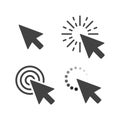 Computer mouse click cursor gray arrow icons set. Vector illustration Royalty Free Stock Photo