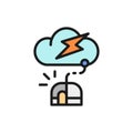 Computer mouse with cloud, server flat color line icon. Royalty Free Stock Photo