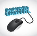 Computer mouse connected to the blue word Digital Royalty Free Stock Photo