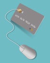 A computer mouse is connected to a credit or debit card Royalty Free Stock Photo
