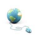 Computer mouse connected to a globe. Royalty Free Stock Photo