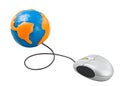 Computer mouse connected to the globe Royalty Free Stock Photo