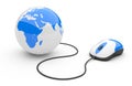 Computer mouse connected to a globe. Royalty Free Stock Photo