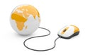 Computer mouse connected to a globe. Royalty Free Stock Photo