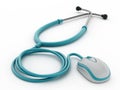 Computer mouse connected to Stethoscope Royalty Free Stock Photo