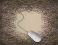 A computer mouse is connected to a world wide web of information and disinformation. Royalty Free Stock Photo