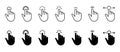 Computer Mouse Cursor Finger Line and Silhouette Icon Set. Hand Pointer Gesture on Website Black Pictogram Set. Click Royalty Free Stock Photo