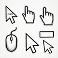 Computer mouse and cursor icons isolated on white background Royalty Free Stock Photo