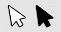 Computer mouse cursor pointer icons with a shadow on a gray background. Royalty Free Stock Photo