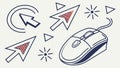 Computer mouse and cursor, representing technology and digital interface vector design Generative AI Royalty Free Stock Photo