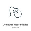Computer mouse device outline vector icon. Thin line black computer mouse device icon, flat vector simple element illustration Royalty Free Stock Photo