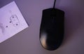 Computer mouse for gamers, can be used in games and on a personal computer. Details and close-up