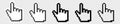 Computer mouse hand 8 bit pixel click cursor. Pointer finger pixelated cursor. Royalty Free Stock Photo