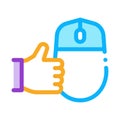 Computer mouse and hand gesture good icon vector outline illustration