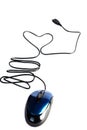Computer mouse with heart from wire (isolated) Royalty Free Stock Photo
