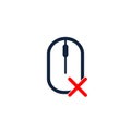 computer mouse icon with cross error symbol. Flat style design. Vector illustration