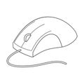 Computer mouse icon in outline style isolated on white background. Personal computer accessories symbol stock vector