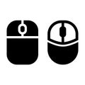 Computer Mouse Icon Set in Black Flat Style Royalty Free Stock Photo