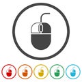 Computer mouse icon. Set icons in color circle buttons Royalty Free Stock Photo
