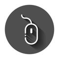 Computer Mouse icon. Vector illustration with long shadow. Business concept mouse cursor pictogram. Royalty Free Stock Photo