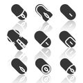 Computer mouse icons set,shadow,vector illustrations Royalty Free Stock Photo