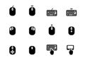 Computer mouse, its buttons indication and keyboard icons Royalty Free Stock Photo