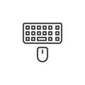 Computer mouse and keyboard line icon