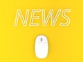 Computer mouse and news on a yellow background.