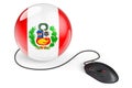 Computer mouse with Peruvian flag. Internet network in Peru concept. 3D rendering