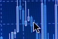 Computer mouse pointer on stock chart