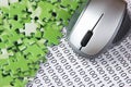 computer mouse and  puzzles on a binary code Royalty Free Stock Photo