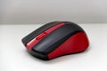 Computer mouse, red color for professional gamers on a white background.