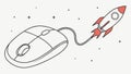 Computer Mouse Rocket Speed Innovation, vector design Generative AI Royalty Free Stock Photo