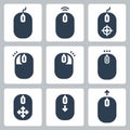 Computer Mouse and It`s Buttons Indication Vector Icons Royalty Free Stock Photo