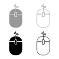 Computer mouse set icon grey black color vector illustration flat style image Royalty Free Stock Photo