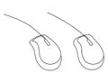 Computer mouse set. Office computer equipment, illustration, continuous line drawing Royalty Free Stock Photo